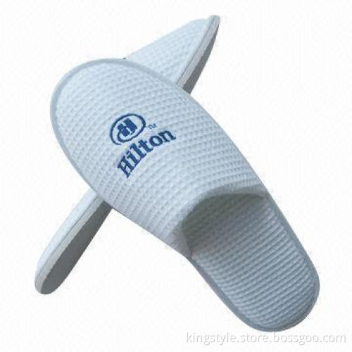 Hotel Slippers with Printed or EMB Logos, Available in Terry, Velour and Waffle